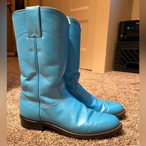 •vintage af• Justin’s Cowgirl Boots, Turquoise, Womens Size 6B